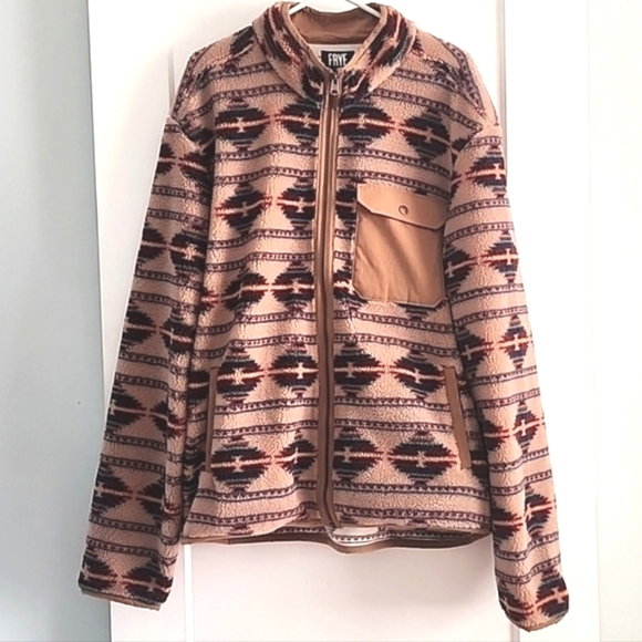 NWT FRYE Mens Fleece Aztec zip jacket size XXL - Picture 1 of 10